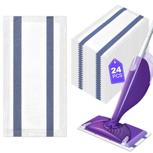 Mopping Pad Refill Compatible with Swiffer Wet Jet Mop Disposable Wet Jet Mopping Pads for All Purpose Multi-Surface Hardwood Floor Cleaning Thickness & Absorbent, 24 Count