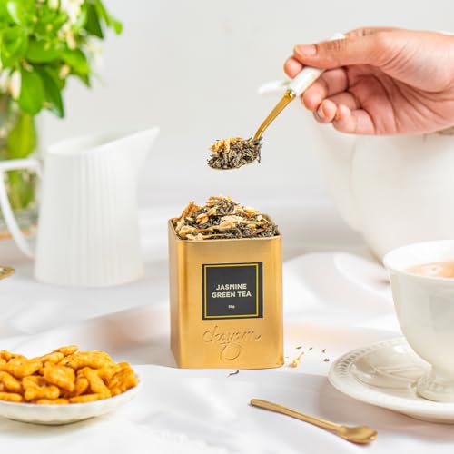 Image of Chayam Jasmine Green Tea - 50g each | Premium Tin Caddy | Pure Jasmine Flower | Aromatic Green Tea | 100% Natural Ingredients | Brew Hot or Cold - pack of 2