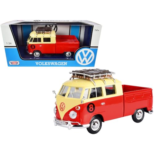 Volkswagen Type 2 (T1) Pickup Baller #8 1:24 rojo/crema miniatura 2
