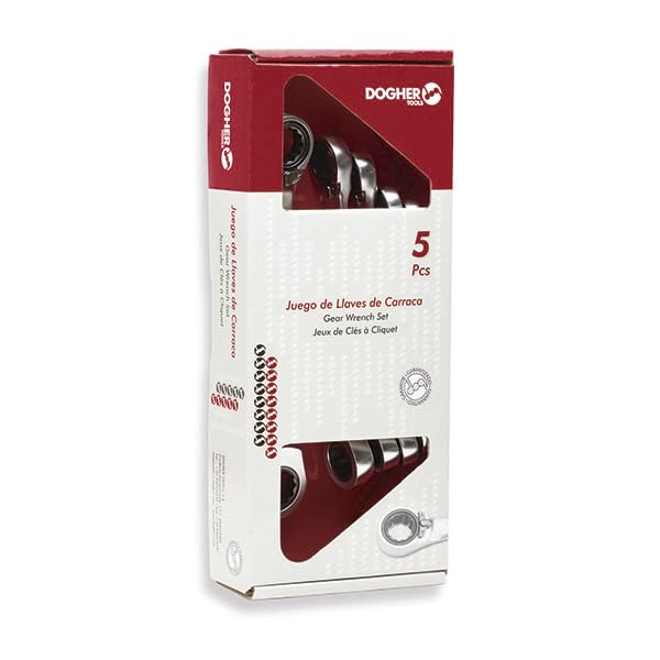 Clés à cliquet coudées Dogher 455-035 en lot de 5 pièces pour serrage précis