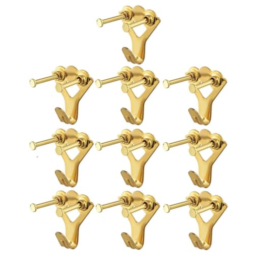 Image of 10Sets Heavy Duty Picture Hangers Kit with Nails Professional Picture Hooks Hangers, 100lb Wall Hangers, Wall Hanging Kit for Drywall /Wooden Office Pictures,House Decoration