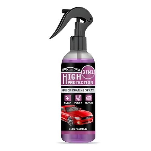 Image of 3 in 1 High Protection Car Quick Coating Spray, Car Rapid Ceramic Paint Coating, Nano Polishing Spray, Plastic Parts Refurbisher, Fine Scratch Repair, Extremely Hydrophobic, 110 ml, (Pack Of 1)