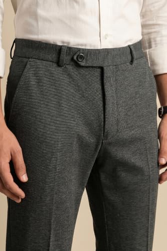 Image of Peter England Men's Slim Fit Mid Rise Formal Stretchable Knit Super Trouser | Comfort Lycra | 360-Degree Stretch