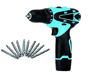 XDLB Multi-Function 10 mm Keyless Chuck 12V Cordless Drill/Screwdriver with 2 Batteries, Reverse Forward Motion Screw Driver 10mm. With PH+- Bit set WL_7