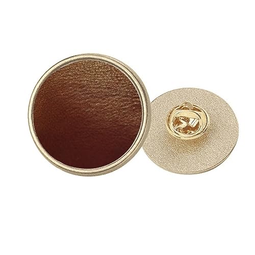Broche en cuir marron rond et finitions en métal doré de taille M