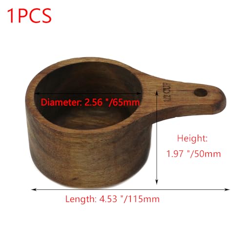 Vaso medidor de madera 0.5 taza natural miniatura 2