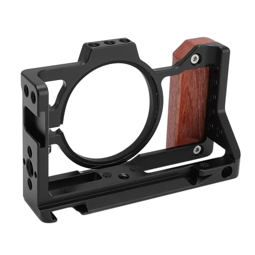 Image of Aluminum Camera Cage Stabilizer - Wood Handle with 3 /8in 1 /4in Threaded Holes for ZV-1 II ZV-1F