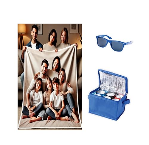 PORRAS ESTAMPACION & BANDERAS Manta Personalizada Bebe│Manta Personalizada con Fotos│Regalo Oportunidad Ahora Nevera y Gafas de Sol Pack