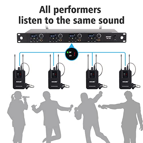 Mamkoes 4 Channels Em-D04 Wireless In Ear Monitor System Uhf 16 Frequency Points Professional Iem With Tranmitter And 4 Bodypack Receiver Ear Monitoring For Stage Band Performance Bar Dj Sound Return #TOP4