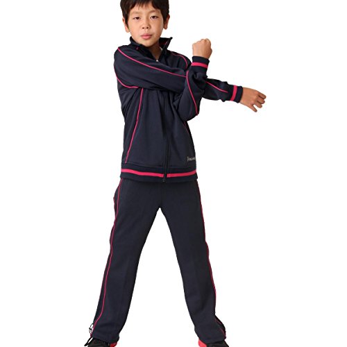 ICEPARDAL(アイスパーダル) キッズ ジャージ 上下セット ISS-28JR NAVY_PNK 140サイズ 吸汗速乾素材 運動着 上下2点セット ジュニア こども用 子供用 男の子用 女の子用 ネイビー