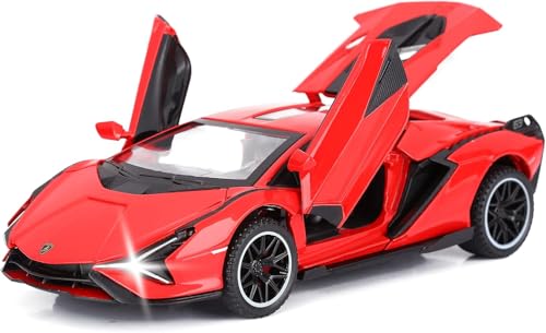 Image of 1:32 Lamborghini Sian Die-cast Metal Toy Car Pull Back Super car with Openable Doors with Sound and Light for Gifts Toys for Kids
