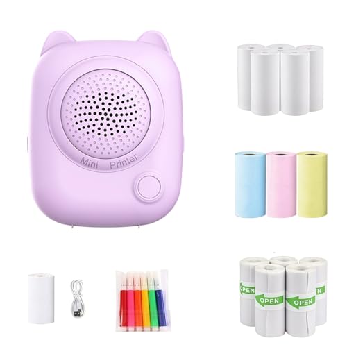 Image of Bxiadbzl AI Voice Powered Sticker Maker for Kids, Wireless 2.4G WiFi Inkless Pocket Thermal Note Label Printer,Mini Portable Printing Machine for DIY Coloring (Purple)