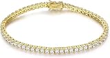 My Daily Styles 925 Sterling Silver Yellow Gold-Tone CZ Tennis Bracelet, 7