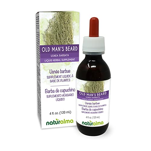 Naturalma Old Mans Beard (Usnea barbata) Thallus (Lichen) Alcohol-Free Tincture - 4 fl oz Liquid Extract in Drops - Herbal Supplement - Vegan