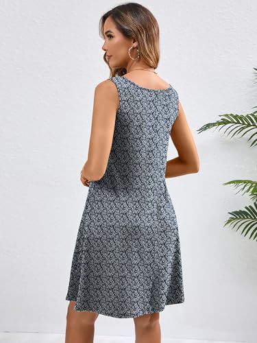 Image of KORSIS Summer Dress for Women Casual T Shirt Tank Dresses Sleeveless Swing Flowy Ladies Beach Vacation Sundress with Pocket