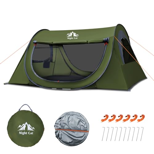 Night Cat Wurfzelt 2 Personen Wasserdicht: Pop Up Camping Zelt Atmungsaktiv Einfache Einstellung im...