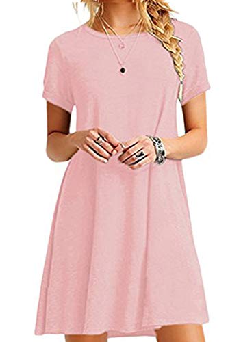 Efofei Womens Shirt Dress For Women Vintage Summer Dress Short Dress,Pink,M #TOP1
