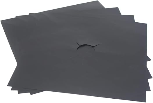 Angoily 2pcs Heavy Duty Kitchen Stove Protector Gas Hob Liner Sheets Black Non-Stick Oven Liner Easy Clean Gas Hob Guard