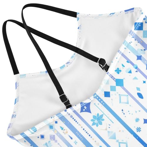 KLL Blue Stripe Girl 1 Piece Swimsuit Beach Swimwear with Adjustable Straps UPF 50+4