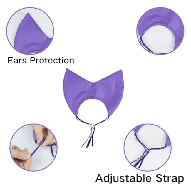 Adjustable Pet Shower Caps Bath Cap Dog Cat Shower Caps, Waterproof Adjustable Ear Protection Cats Ear Drops Guard for Kitten Puppy Small Pets Bath Protector (Purple)-za0xVcZZ