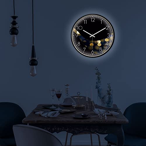 Glow In The Dark Wall Clock Silent Night Light Up Digital Luminescent Clock Battery Operated Glowworm Firefly Glowing Function Clocks With Non-Ticking Decorative For Bedroom Kitchen Garage 12Inch #TOP3