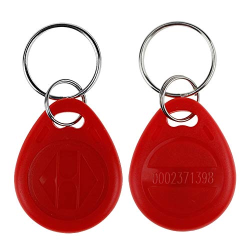 LIBO Tarjeta clave inteligente ID 125KHz Tarjeta de clave de Control de Acceso RFID Proximidad EM4100 TK4100 Keyfobs Llaveros NFC Token (100, Rojo)