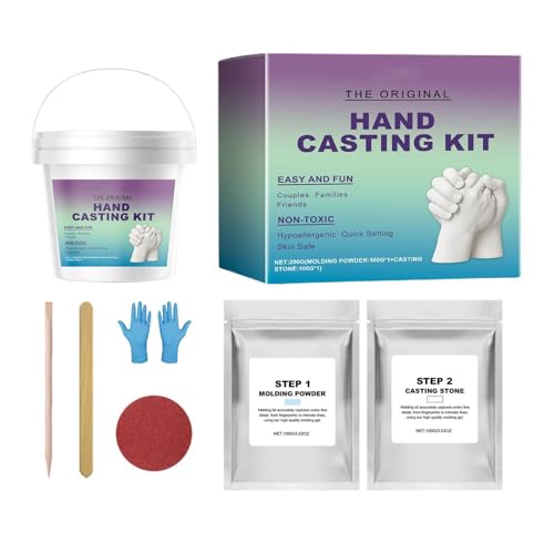 Hand Mold Kit - Couple Casting Craft Set, Memory Impression Sculpture Kit, Fine Detail Clay Material Creative Keepsake Activity For Love Bonding Experience Special Occasion Celebration | Wedding