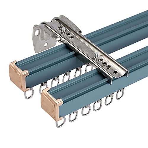 Rail de rideau double bleu 2m pour cloison de séparation et baie vitrée