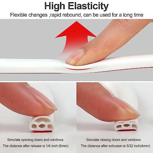 [New Upgrade] 40 Feet Silicone Door Weather Stripping Door Seal Strip For Doors & Windows, Multi-Layer Soundproof Holes Self-Adhesive Backing Seal Gap (From 5/32 Inch To 1/4 Inch), Easy Cut To Size #TOP3