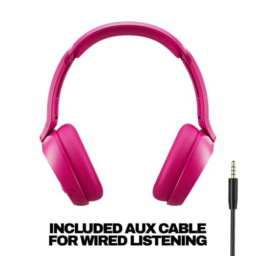 Image of Skullcandy Icon 180 Wireless On-Ear Bluetooth Headphones, Up to 50 Hours Battery, Lightweight and Travel Ready, Secure Fit, Sweat and Water Resistant, Microphone iPhone Android - Crazy Pink