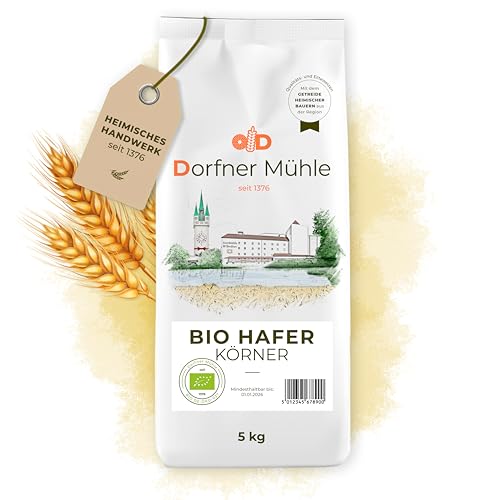 Bio Hafer [5kg] - ganzes Korn aus Bayern - 100% Hafer aus kontrolliert biologischem Anbau - ohne Zusätze