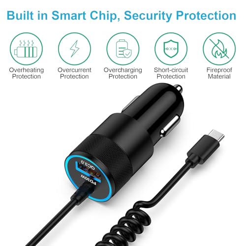 Dual Port Coiled Car Charger
