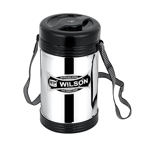 Image of Wilson Hot & Cold Thermo Steel Set of 4 Compartment 1200ml | Mirror Finish Leakproof Lunch Box /Tiffin with Lid Long-Lasting Ideal for Office with Easy to Carry Strip