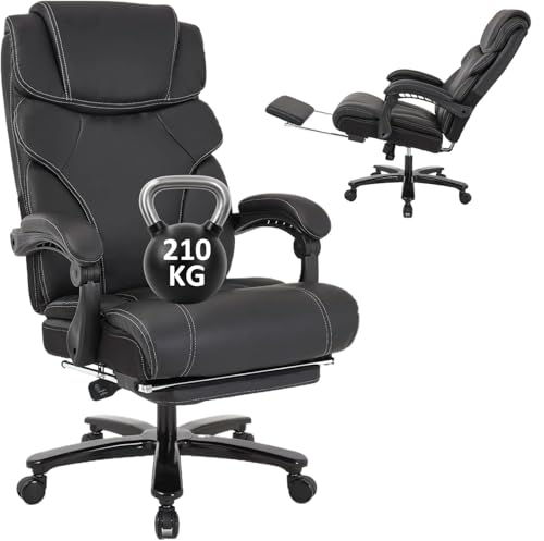 Centilab Ergonomischer Bürostuhl 210KG mit Fußstütze für Rückenschmerzen,PU Leader Chefsessel mit Hoher Rückenlehne und Verdickte Polsterung für Homeoffice und Büro
