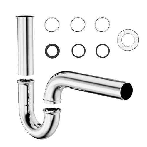 Siphon für Waschbecken & Waschtisch - Abflussrohr Waschbecken, Flaschensiphon 1 1/4,Röhrensiphon Siphon, Abfluss, Ablaufgarnitur,Geruchsverschluss, Abflussrohr 8-11cm höhenverstellbar