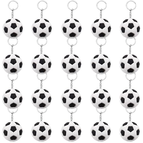 FOIMAS 20pcs Soccer Keychain Mini Soccer Keychain Bulk Football Keychain for Backpack Charm Accessories Football Team Gift Filler