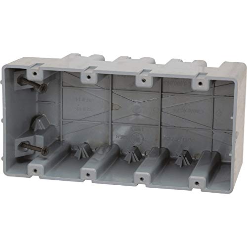 Image of Southwire MSB4G Four Gang Device Box with Depth Adjustable; Heavy Duty 42lb ; Gray