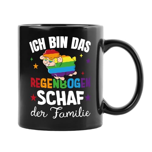 LGBTQ & Pride Rainbow Fahne - Tasse Ich bin das Regenbogen Schaf der Familie - Kaffeetasse lustig mit Spruch - Geschenk - Statement Merch