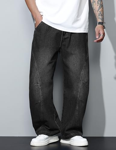 Men's Baggy Jeans Wide Leg Hip Hop Pants Irregular Sutures Loose Fit Trousers Streetwear2