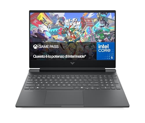 HP Victus 15-fa2003sl Notebook, Intel Core 5-210H, 16GB RAM, 512GB SSD, Display 15.6'' FHD IPS 144Hz, Wi-Fi, Nvidia RTX 5050 8GB, Windows 11, 3 mesi di Game Pass Inclusi, Grigio