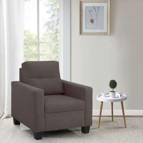 Image of Duroflex Ease - 1 Seater Sofa | Premium Fabric, High Comfort Foam, Durable Wood Frame & Easy Maintenance | 3 Year Warranty | Single Seater Sofa for Living Room - Dark Saddle Brown
