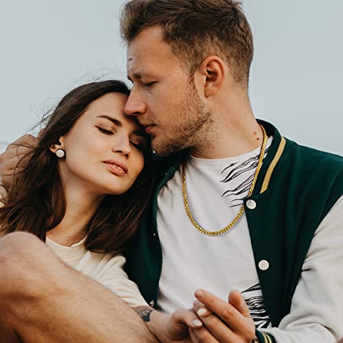 Gifts for Men - Black/Gold/Silver Chunky Cuban Link Chain Stainless Steel Chain for Men Gift Birthday Anniversary Jewelry Gifts for Dad Husband Brother Son3