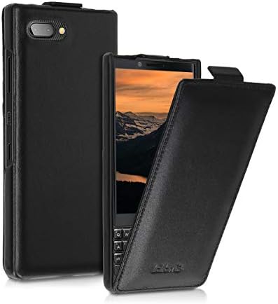 kalibri Flip Case Compatible with BlackBerry KEYtwo (Key2) - Ultra Slim Leather Protective Phone Cover - Black
