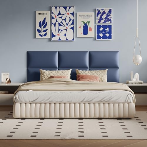 MAQQL Blue Faux Leather Wall-Mounted Panels...