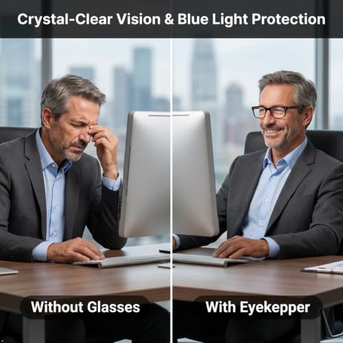 Image of Eyekepper Blue Light Reading Glasses Men Women 2.0, Small Red