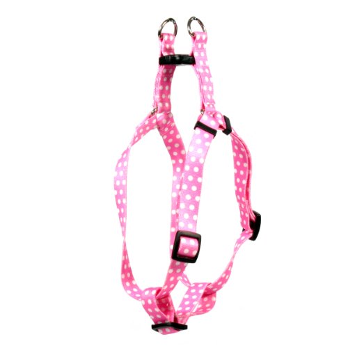 Image of Yellow Dog Design New Pink Polka Dot Step-in Dog Harness, Small-3 /4 Wide and fits Chest of 9 to 15 inch