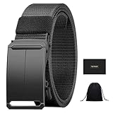 Flyhigter 1.5' Tactical Ratchet Belt for Men, Adjustable Nylon Stretch Strap, Trim to Fit 27'-52' Waist (124cm/150cm)