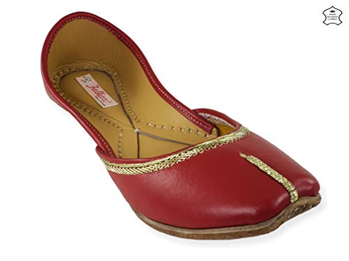 Image of Fulkari Women's Nappa Soft Genuine Leather Juttis | Bite and Pinch Free Jutis | Punjabi Jutti For Ladies | Casual Flat Stylish Mojari | Ethnic Flats For Girls |