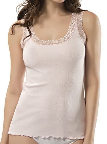 Image of VAVONNE Lace Camisole Tank Tops for Women, Soft Stretch Ribbed Cotton Cami