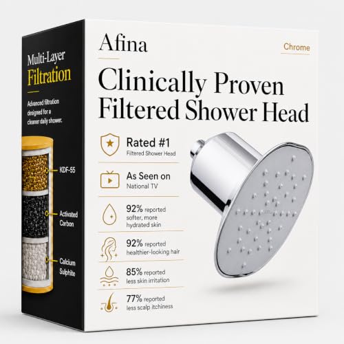 Afina Filtered Shower Head, High Pressure Rainfall, Chrome, 2.5 GPM
